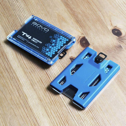 GOVO バッジホルダー - クリップなしモデル - 高耐久ポリカーボネート製 IDカードホルダー カード1～4枚収納可能（ブルー）