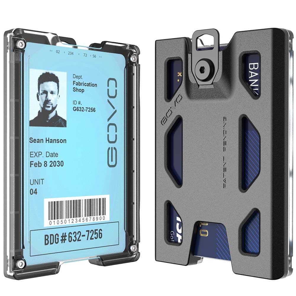 GOVO バッジホルダー - クリップなしモデル - 高耐久ポリカーボネート製 IDカードホルダー カード1～4枚収納可能（ブラック）