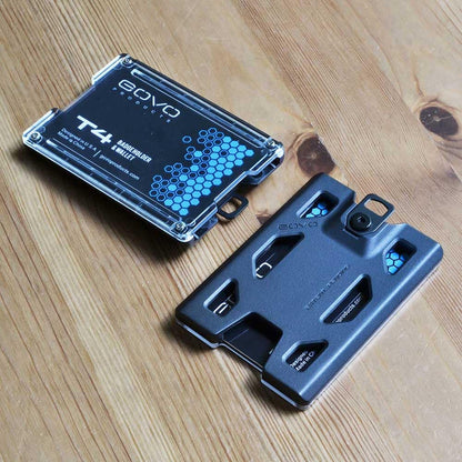 GOVO バッジホルダー - クリップなしモデル - 高耐久ポリカーボネート製 IDカードホルダー カード1～4枚収納可能（ブラック）