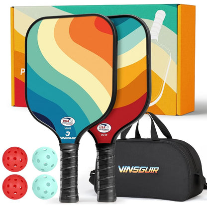 VINSGUIR ピックルボールパドル 2個セット ピックルボールセット ボール4個 キャリーバッグ1個 スポーツヘッドバンド ピックルボールセット